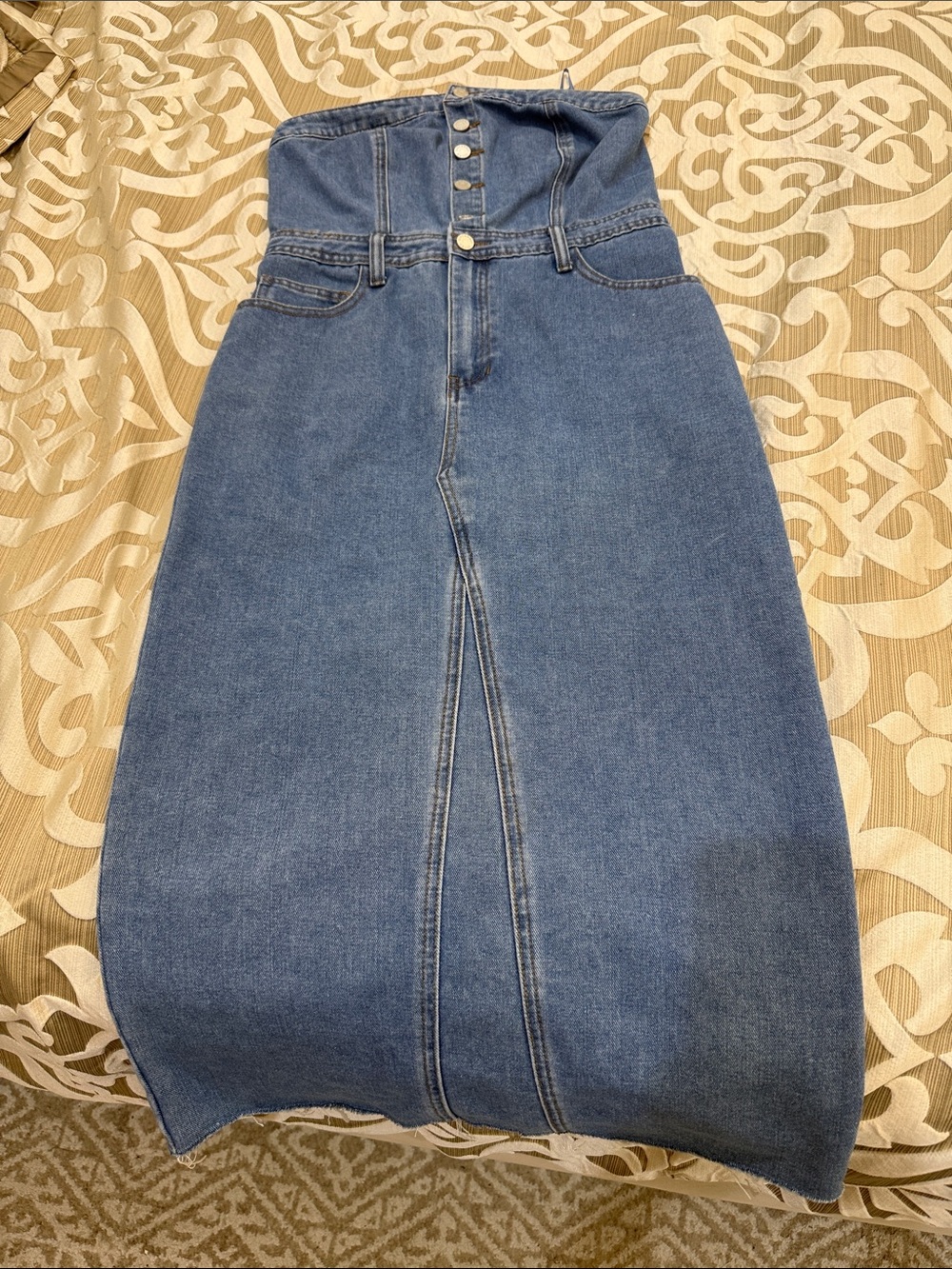 Sincerely Jules Light Blue Denim strapless dress